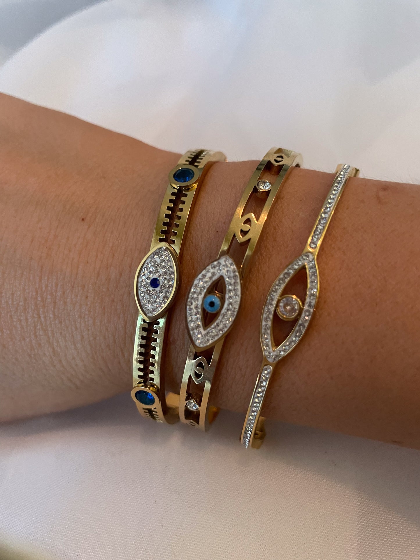 AZURE || Baby Blue Diamond Evil Eye Bangle