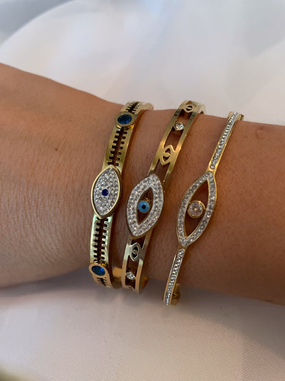 AZURE || Baby Blue Diamond Evil Eye Bangle