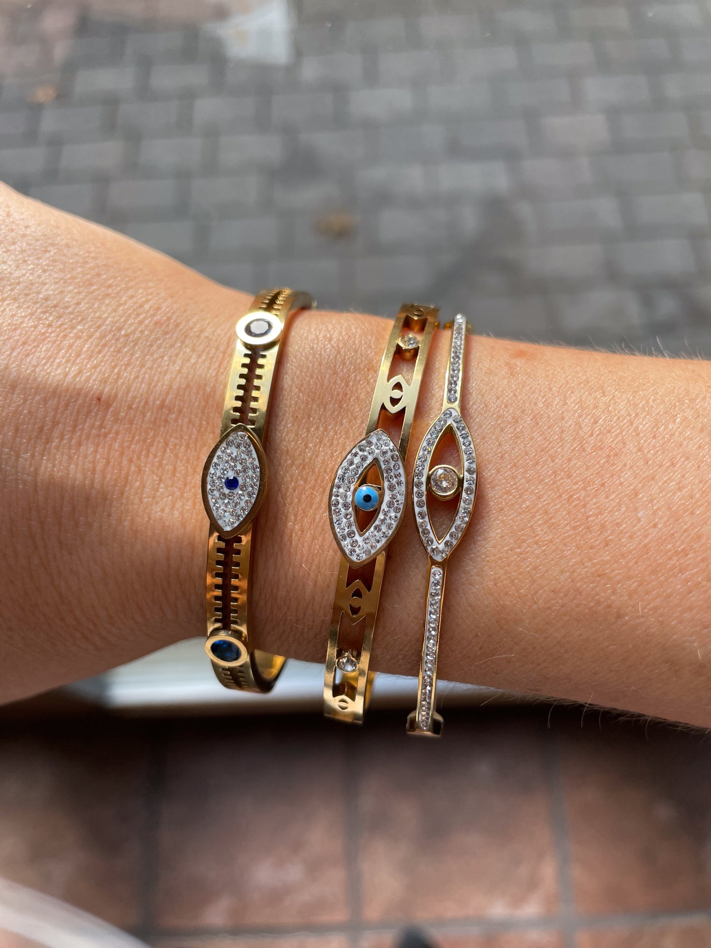 AZURE || Baby Blue Diamond Evil Eye Bangle