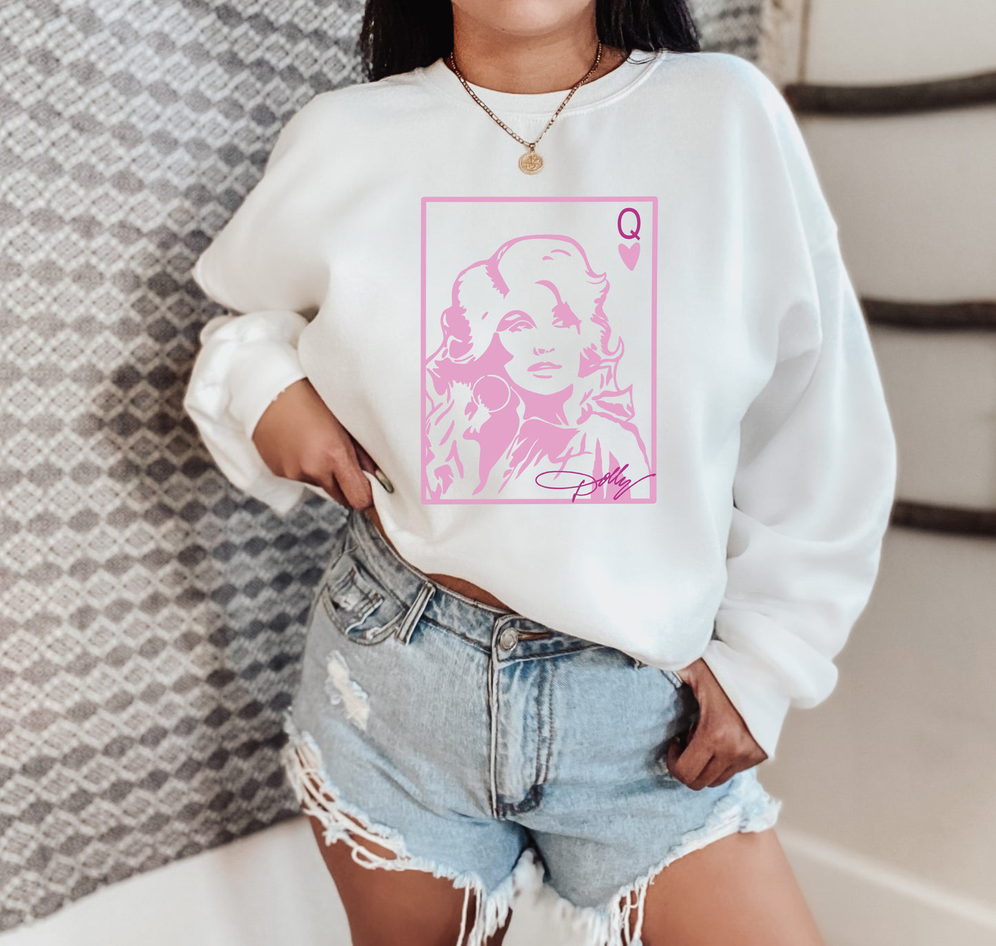 Valentine's Day Sweatshirt /  Queen Dolly Parton / Queen Of Hearts Card design sweatshirt crewneck